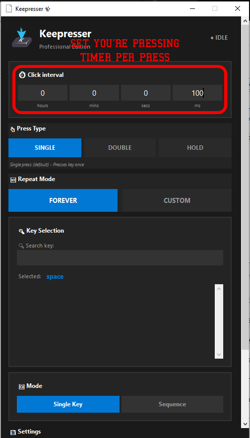 Keepresser Main Interface - Timer Settings